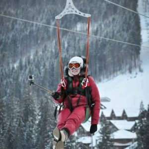 The zip line in Bukovel, 1300m in length The zip line in Bukovel’ 1300m in length