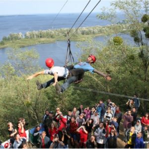 The zip line over the Dnieper (Kyiv region) The zip line over the Dnieper (Kyiv region) 600m in length
